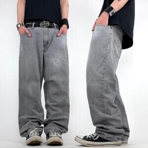 Vintage y2k rare faded embroidered grey grunge skater archive jeans